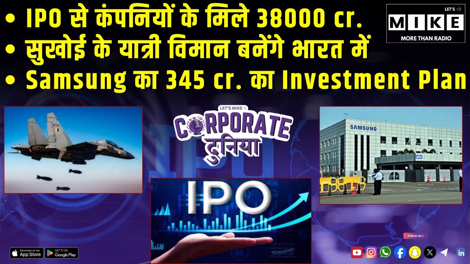 IPO से कंपनियों के मिले 38000 cr. | सुखोई के यात्री विमान बनेंगे भारत में