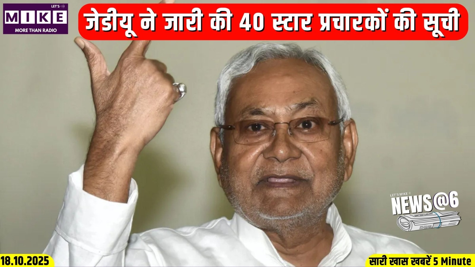 जेडीयू ने जारी की 40 स्टार प्रचारकों की सूची | News @6